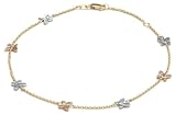 14k Yellow Gold Multi-Color Butterfly Anklet