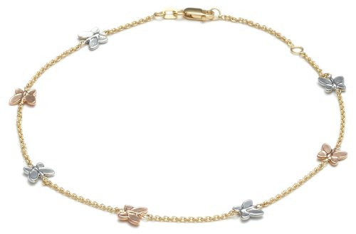 Childrens Toyshop  Jewelry : 14k Yellow Gold Multi-Color Butterfly Anklet