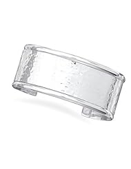 CleverSilvers 27mm Hammered Cuff Bracelet With Polished Edge