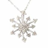 10K White Gold Snowflake Pendant with 18