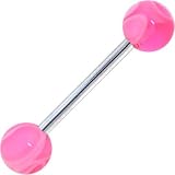 Pink MARBLE Barbell Tongue Ring