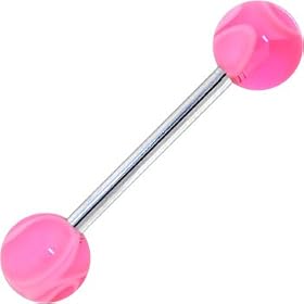 Pink MARBLE Barbell Tongue Ring by 