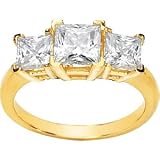 14K White Gold Created Moissanite Three Stone Anniversary Band Ring