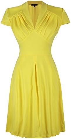 Meikeer Women's Vintage Sexy Pleated V-neck Tunic Waist Bridesmaid Swing Dress