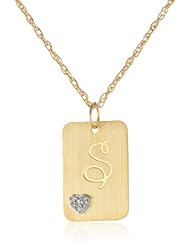 10k Gold Plated Sterling Silver with Diamond-Accent Initial Pendant Necklace, 18"