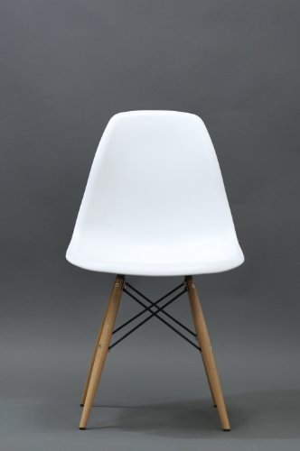Eiffel Chair - White Plastic Side Chair with Wood Eiffel Legs Eiffel Chair - White Plastic Side Chair with Wood Eiffel Legs