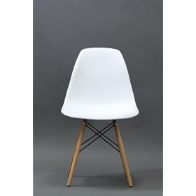 Eiffel Chair - White Plastic Side Chair with Wood Eiffel Legs