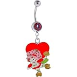 Strawberry Shortcake HEART Ruby Red GEM Dangle Belly Ring