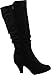 TOP Moda Womens Bag-55 Knee High Buckle Slouched Kitten Heel Boots