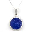 Sterling Silver Round Sodalite Inlay Pendant Necklace, 18"