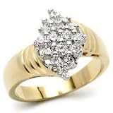 Two-Tone Brass Ring with Clear CZ - Size 5-10