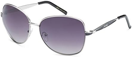 Giselle Eyewear Two Tone Aviator Women Retro Classic Hipster Sexy Sunglasses, Silver and Black