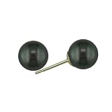 7.5–8mm Japanese Akoya Black Pearl Earrings with 14K Yellow Gold Posts