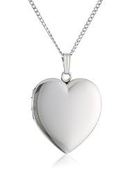 Sterling Silver Polished Heart Locket Necklace, 20"