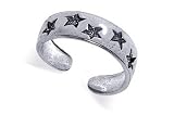 Sterling Silver Antique Finish Toering Star Toe Ring