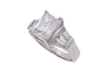 Sterling Silver Emerald Cut CZ with Baguette Ring