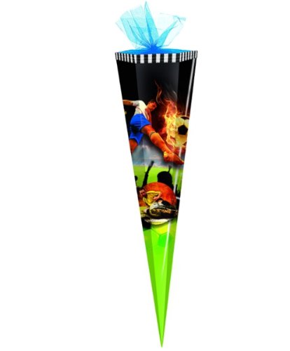 Schultüte Fußball 50 cm rund mit Tüllabschluß Zuckertüte
