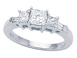 1.50 cts Princess Diamonds Engagement Ring - Platinum, 14kt White or Yellow Gold