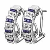 14K White Gold Sapphire and Diamond Earrings