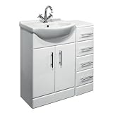 550 White Gloss Bathroom Vanity and 4 Drawer Unit
