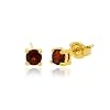 18K Gold over Sterling Silver 4mm Round Garnet Stud Earrings