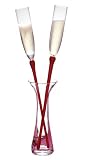 Eastern Design Blooming Romance in Red Champagne Flutes in Vase, Set of 2