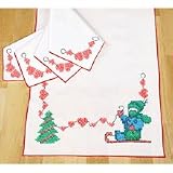 Herrschners Hearts for Christmas Table Runner & Napkins Stamped Cross-Stitch Kit