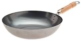 Joyce Chen J20-1135 Pro Chef 14 Inch Flat Bottom Wok with wood handle - Unseasoned