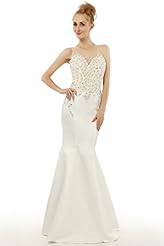 Satin  Mermaid Sleeveless Evening Dress/Prom Dress  With Pearls