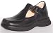 Girls leather Euro t-bar school shoe, buckle, navy, Laura2, 34