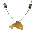 Agate Necklace 09 Pendant Dolphin Calcite Yellow Healing Gemstone 22