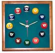 12in Square Billiard Clock Mahogany & Std Green Mali Felt