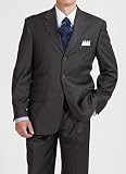 Kilburne & Finch Charcoal Gray with Faint Blue and Gray Stripes Three Button Suit with Pleated Pants