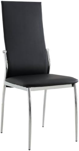 Furniture of America Nolan Modern Leatherette Dining Chair, Black, Set of 2