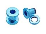 Neon Blue Titanium (6 Gauge) Screw On -Fashion Ear Plug [Apparel]