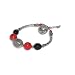 8-Inch Silver Red Coral & Black Onyx Bead Link Bracelet Chain Jewellery