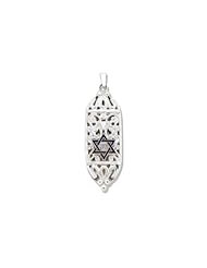 Sterling Silver & 14Kt Gold Accent Mezuzah Charm 1 3/8 inch 35 MM