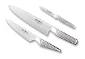 Global 3-Piece Essential Chef's, Utility, and Paring Knife Set