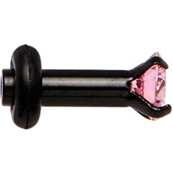10 Gauge Black Pink Cubic Zirconia Plug