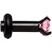 10 Gauge Black Pink Cubic Zirconia Plug