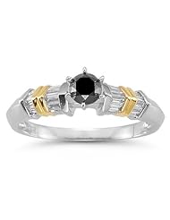 0.75 Cts Black & White Diamond Ring in 18K Two Tone Gold