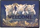 Pig Three Pigs Farm Welcome Indoor / Outdoor Designer Doormat