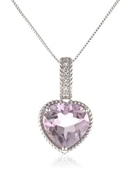 Sterling Silver Heart Shape Pink Amethyst Pendant Necklace, 18"