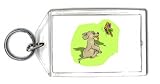 Keychain with animal, animals, dog, butterfly
