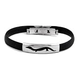 Black Rubber Steel Lizard ID Bracelet