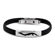 Black Rubber Steel Lizard ID Bracelet