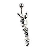 14 Gauge 3/8" Playboy 3 Bunnies Curved Barbell - Surgical Steel
