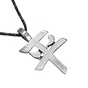Chinese Peace Symbol Silver Tone Pewter Pendant Necklace
