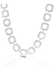 Bling Jewelry 925 Sterling Silver Modern Cushion Square Link Necklace 16in