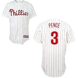 MLB Youth Philadelphia Phillies Hunter Pence White/Scarlet Pinstripe Home Short Sleeve Replica Button Front Jersey By Majestic (White/Scarlet Pinstripe, Medium)